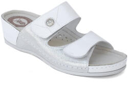 Bioform női tépőzáras fehér bőr papucs 4103 07643