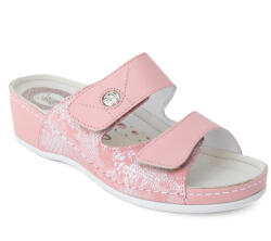 Bioform női tépőzáras rózsaszín bőr papucs 4103 07644