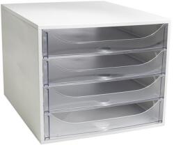 EXACOMPTA Irattároló, műanyag, 4 fiókos, EXACOMPTA Ecobox Office , szürke-áttetsző (228323D)