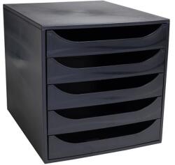 EXACOMPTA Irattároló, műanyag, 5 fiókos, EXACOMPTA Ecobox ExoBlack , fekete (229014D)