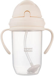 Canpol babies Canpol babák csepegésmentes pohár szívószállal és súllyal 270ml - Krémszínű