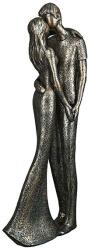 Gyönyörű kovácsolt hatású romantikus ölelkező páros szobor bronz színben 30cm