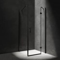 Omnires Cabina de dus dreptunghiulara cu usa cu balamale Omnires Manhattan negru mat transparent 120x90 (MH1290BLTR)