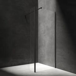 Omnires Paravan de dus tip Walk-in cu perete lateral Omnires Marina negru mat transparent 110 cm (MA1130BLTR)
