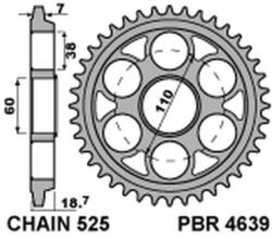 PBR ultra könnyű alumínium kemény eloxált hátsó lánckerék 4639 - 525 PBR Erőátviteli alkatrész Lánc, lánckerék, láncszett Hátsó lánckerék