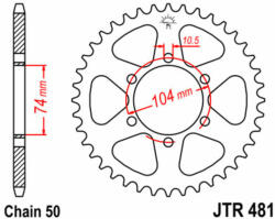 Jt Sprockets acél standard hátsó lánckerék 481 - 530 JT SPROCKETS Erőátviteli alkatrész Lánc, lánckerék, láncszett Hátsó lánckerék
