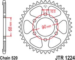 Jt Sprockets Acél Standard Hátsó Lánckerék 1224 - 520 JT SPROCKETS Erőátviteli alkatrész Lánc, lánckerék, láncszett Hátsó lánckerék