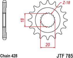 Jt Sprockets acél standard első lánckerék 785 - 428 JT SPROCKETS Erőátviteli alkatrész Lánc, lánckerék, láncszett Első lánckerék