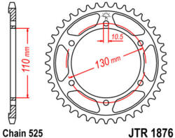 Jt Sprockets Acél Standard Hátsó Lánckerék 1876 - 525 JT SPROCKETS Erőátviteli alkatrész Lánc, lánckerék, láncszett Hátsó lánckerék - motomotors - 18 840 Ft