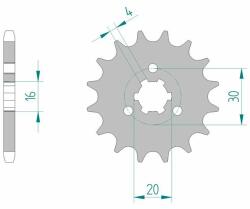 AFAM acél standard első lánckerék 33200 - 428 AFAM Erőátviteli alkatrész Lánc, lánckerék, láncszett Első lánckerék