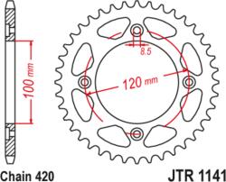 Jt Sprockets Acél Standard Hátsó Lánckerék 1141 - 420 JT SPROCKETS Erőátviteli alkatrész Lánc, lánckerék, láncszett Hátsó lánckerék - motomotors - 10 739 Ft
