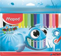 Maped Filctoll készlet, 2 mm, kimosható, MAPED "Color'Peps Ocean", 18 különböző szín (845721) - alter