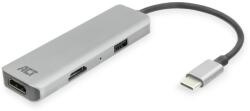 ACT AC7013 dokkoló állomás és port replikátor Vezetékes USB 3.2 Gen 1 (3.1 Gen 1) Type-C Fekete, Szürke (AC7013)