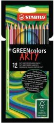 STABILO Színes ceruza készlet, hatszögletű, STABILO "GreenColors ARTY", 12 különböző szín (TST6019121A) - fiorex