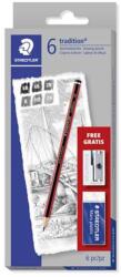 STAEDTLER Grafitceruza készlet, hatszögletű, hegyezővel és radírral, STAEDTLER "Mars Lumograph 100", 6 különböző keménység (TS61110C6) - fiorex
