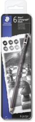 STAEDTLER Grafitceruza készlet, fém doboz, hatszögletű, STAEDTLER "Mars Lumograph 100B", 6 különböző keménység, fekete (TS100BG6) - fiorex