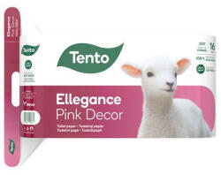 Tento Toalettpapír, 3 rétegű, kistekercses, 16 tekercs, TENTO "Ellegance Pink Decor", fehér (KHH757) - onlinepapirbolt