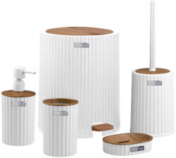 Freehome Set pentru baie Freehome OKY-450-3-B, 5 piese, Alb/Lemn (OKY-450-3-B)