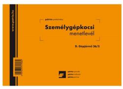 Pátria Nyomtatvány Személygépkocsi menetlevél 100 lapos tömb A/5 fekvő (D.GEPJ.36/5)