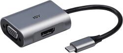 ISY IAD-1017-1 USB 3.1 Type-C Multiport adapter, 1x 4K HDMI 2.0, VGA (2V225515), szürke (IAD-1017-1)