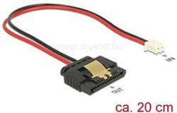 Delock Tápkábel, 2 tűs csatlakozóhüvely > 1 x 15 tűs SATA-aljzat (5 V), fém, 20 cm (DL85336) (DL85336)