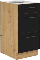 TEMPO KONDELA Alsó szekrény fiókokkal, matt fekete/artisan tölgy, MONRO 40 D 3S BB - mindigbutor