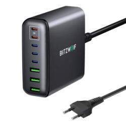 BlitzWolf BW-S26 hálózati töltőadapter 3x USB-A + 5x USB-C 250W fekete