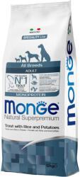 Monge Natural Superpremium Adult Monoprotein Száraz Kutyatáp (Pisztráng, Rizs és Burgonya) - 12 kg