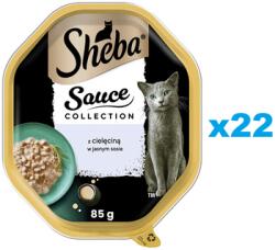 Sheba Sauce Collection 22x85 g nedves teljes értékű eledel felnőtt macskáknak, borjúhússal, mártásban, felvágva
