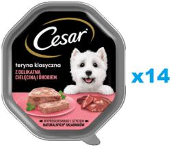 Cesar tálca 14x150 g nedves teljes értékű eledel felnőtt kutyáknak csikóhal zsenge borjúhússal és baromfival