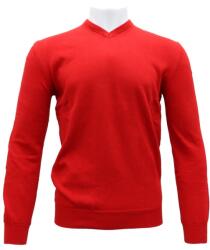  Pulover barbati, LN21EWT020-Rosu, elegant, bumbac, regular fit, cu guler anchior, tricotat, rosu (Marime: L)