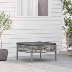 vidaXL szürke polyrattan kerti lábtartó párnával (319669)