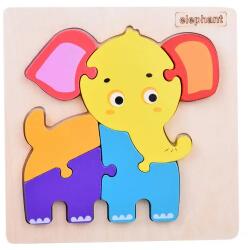 Jokomisiada Színes elefánt fa kirakó, oktató puzzle, 6 db elem, 14, 5×14, 5 cm (21415)