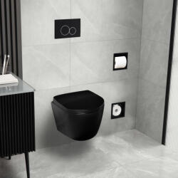 BALNEO LUXA fali Rimless kerámia WC csésze Duroplast ülőkével és SoftClose zsanérokkal, fekete G0101020101-1 (G0101020101-1)