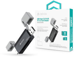 DEVIA Smart Series 2in1 SD/microSD USB + Type-C memóriakártya-olvasó - fekete (ST112353)