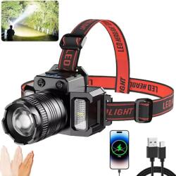 Hurtnet Extra erős GENETIC® fejlámpa, USB-s XML, T6 LED-es fényszóró, 5 üzemmód, mozgásérzékelővel, IPX44 (3230)