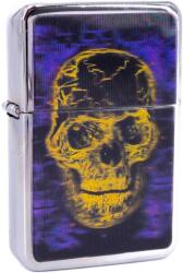 Angelo Angel benzines öngyújtó 3D mintával króm színű - sárga koponya minta (A-245540-4)