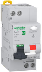 Schneider Electric EASY9 PRO EZ9D55610 Áramvédős kismegszakító (Kombi Fi-relé) 1P+N, C karakterisztika, 10A, 30mA, 6kA, A osztály (EZ9D55610)