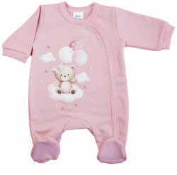  Belül bolyhos elöl patentos hosszú ujjú baba rugdalózó macis mintával púder (62)