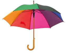  Esernyő favázas, automata, hajlított fa nyéllel, 105 x 83 cm, szivárványos