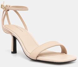 Tommy Hilfiger bőr szandál LEATHER KNOTS KITTEN SANDAL bézs, FW0FW08424 - bézs Női 39