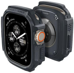 Apple Watch Ultra 1-2 (49 mm), Szilikon védőkeret, ütésálló, szíj nélkül, Spigen Rugged Armor, sötétszürke