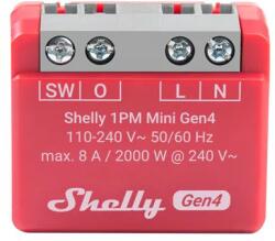 Shelly 1PM Mini Gen4 egy áramkörös Wi-Fi + Bluetooth / Zigbee 3.0 multi-protokoll okosrelé, Matter kompatibilis (8A)