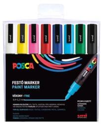 uni Dekormarker készlet, 0, 9-1, 3 mm, UNI "Posca PC-3M", 8 különböző szín (TUPC3M8DB) - fiorex