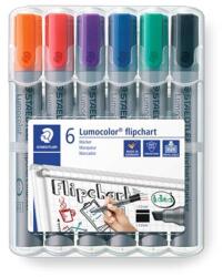 STAEDTLER Flipchart marker készlet, 2-5 mm, vágott, STAEDTLER "Lumocolor 356 B", 6 különböző szín (TS356BWP6) - fiorex