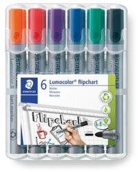 STAEDTLER Flipchart marker készlet, 2 mm, kúpos, STAEDTLER "Lumocolor 356", 6 különböző szín (TS356WP6) - fiorex