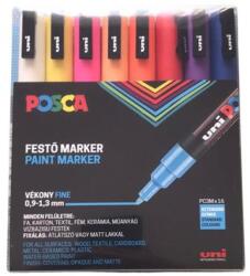 uni Dekormarker készlet, 0, 9-1, 3 mm, UNI "Posca PC-3M", 16 különböző szín (TUPC3M16DB) - fiorex