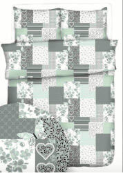 Krepp extra hosszú ágynemű huzat 3 részes garnitúra - 140x220 cm / pasztell zöld patchwork