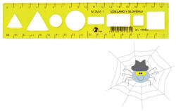 Optima átlátszó sablon vonalzó 20 cm - fluor sárga