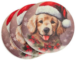  Nyomtatott fa tábla - Karácsonyi golden retriever 3db/csom - papelito